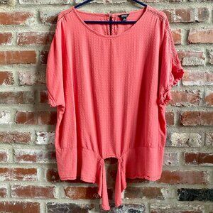 Buffalo: Women's Short-Sleeved Top, Coral, Cutout Detail on Sleeves, Size XXL